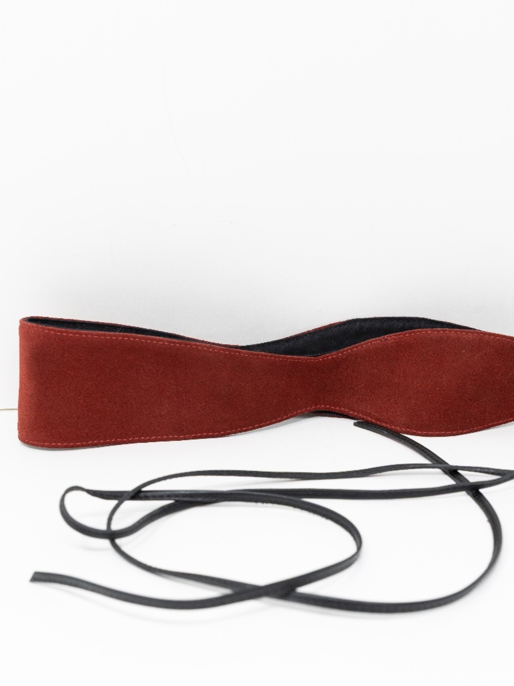 Maje Genuine Suede Leather Tie Waist Belt Accessory Red